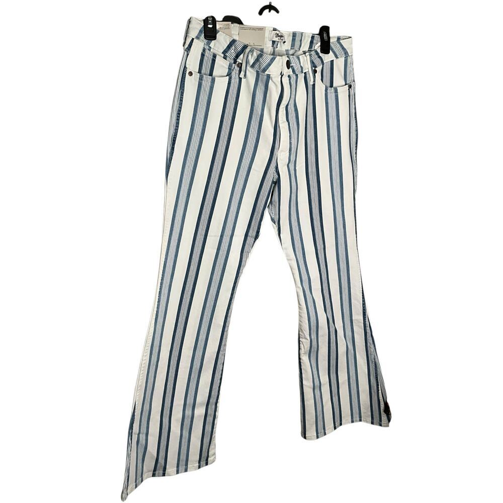 Wrangler Bailey High Rise Flare Jeans Striped Blue/White Size 13 - 32x32 NWT